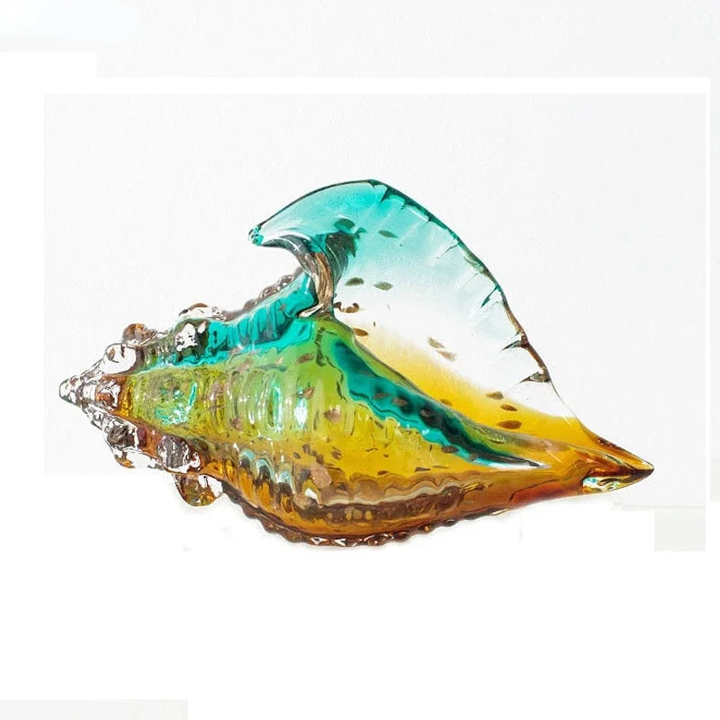 Afralia™ Glass Conch Shell Statue Colorful Modern Design Sculpture Decor Ornaments