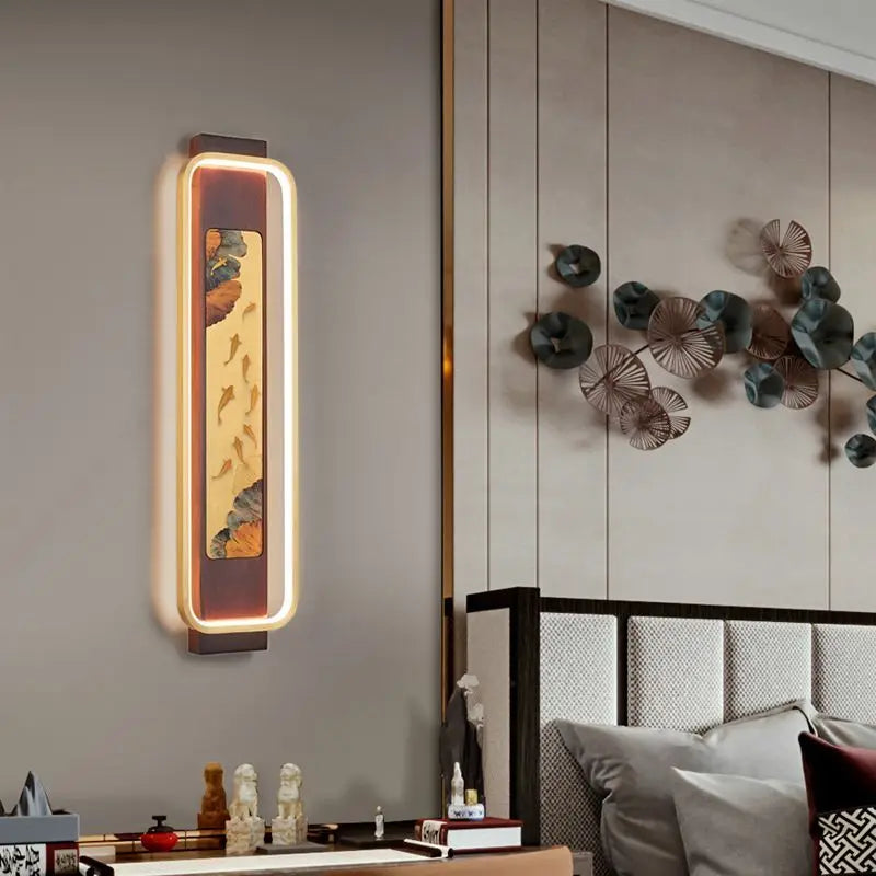 Afralia™ Solid Wood Wall Lamp: Modern Chinese Style, Atmospheric Strip Light for Living Room, Bedroom