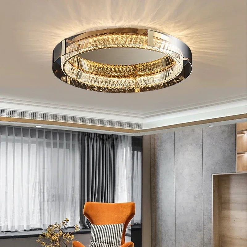 Afralia™ Crystal LED Ceiling Chandelier Dimmable Luxury Modern Room Decor Bedroom Light