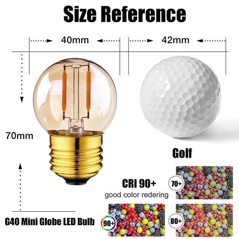 Afralia™ Retro G40 LED Bulb 1W E26 E27 Dimmable Mini Globe Filament for Party Decor