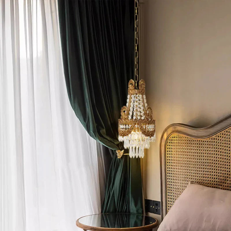 Afralia™ Royal Crown Crystal Drop Pendant Chandelier