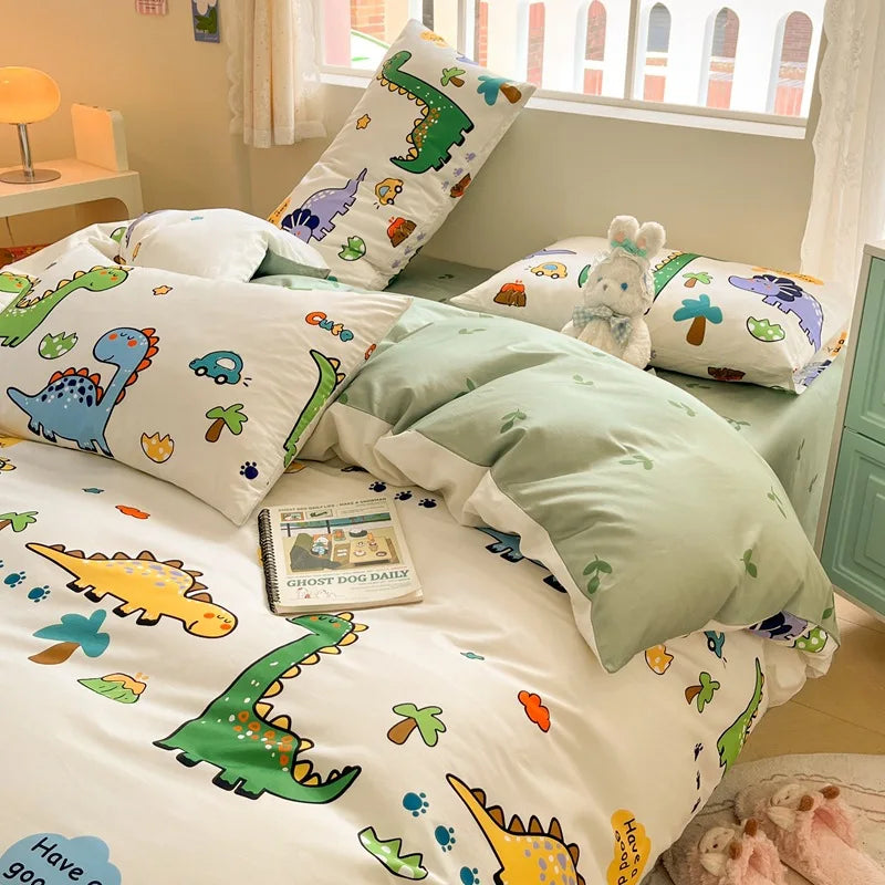 Afralia™ Cartoon Printed Cotton Duvet Cover for Kids & Teens Beddings