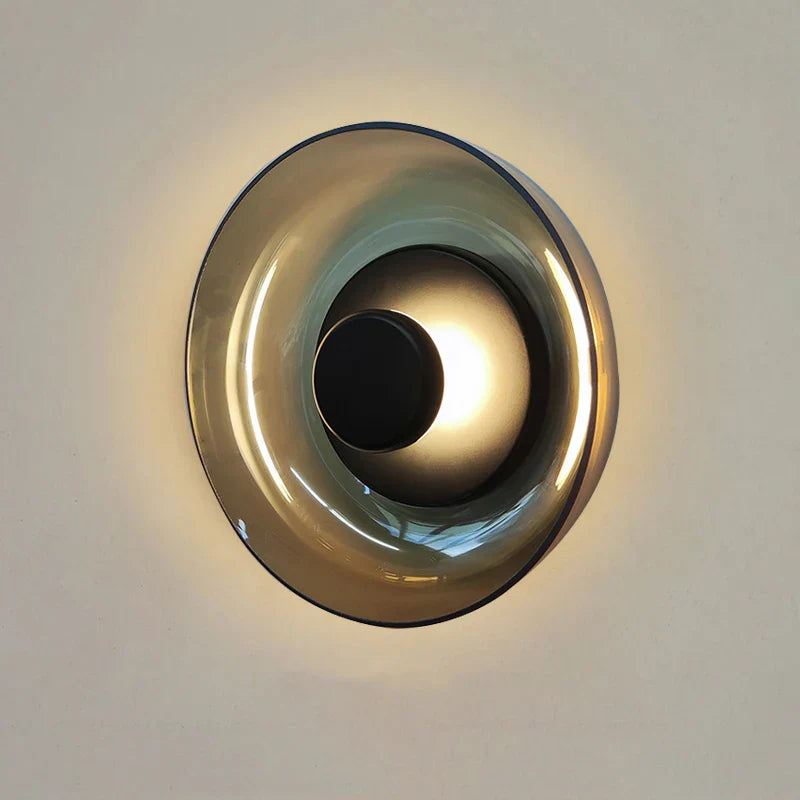 Afralia™ Smoke Grey Glass Wall Light with Luxury Golden Background - Elegant Home Decor