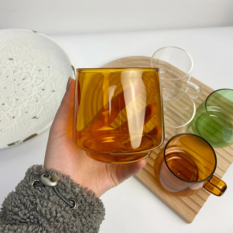 Afralia™ Glass Coffee Mug: Colorful, Durable, Heat Resistant Cup for Tea, Juice, Milk