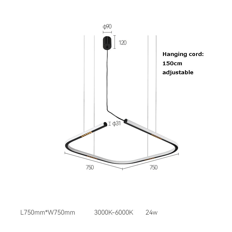 Afralia™ LED Square Sensor Chandelier for Living Room Lighting