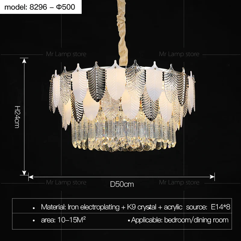 Afralia™ Retro Leaf Crystal Chandelier: Luxury Postmodern Living Room Lighting