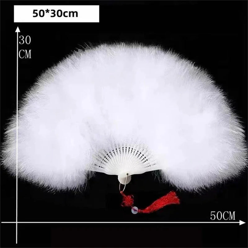 Afralia™ Feather Folding Fan: Elegant Japanese Gothic Court Dance Hand Fan Art Craft