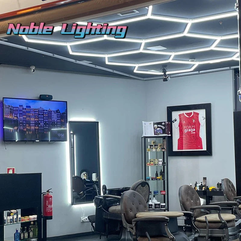 Afralia™ Honeycomb Hexagon Led Tube Ceiling Light for Auto Repair Workshop