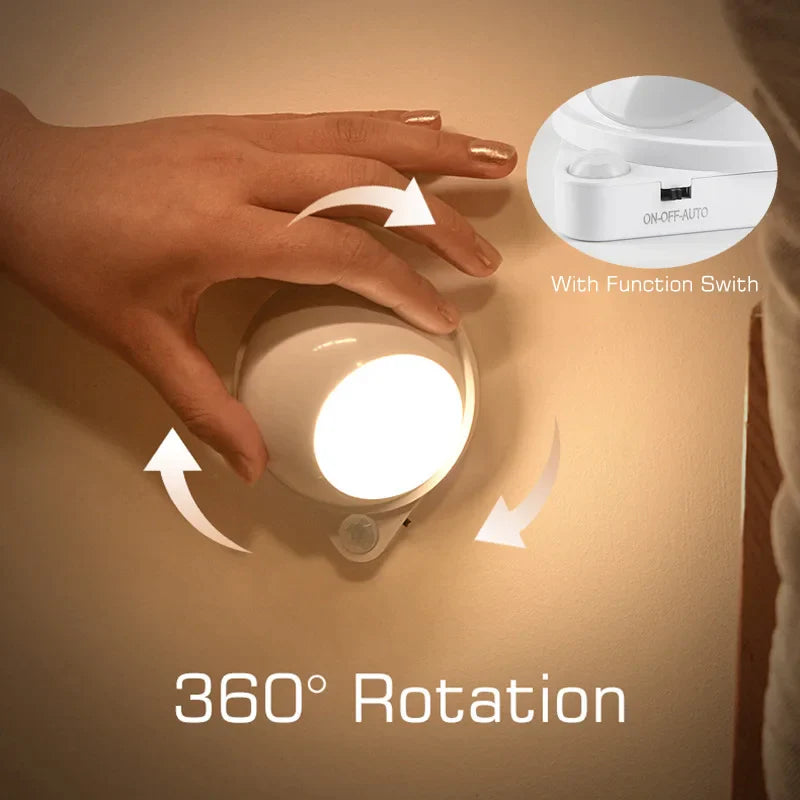 Afralia™ 360° Rotating Magnet Night Light USB Charging Wall Lamp for Bedroom Closet