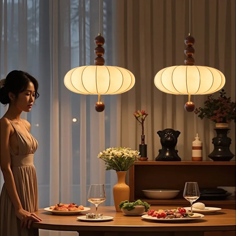 Afralia™ Retro Silk Pendant Light for Home Decor and Dining Room Lighting