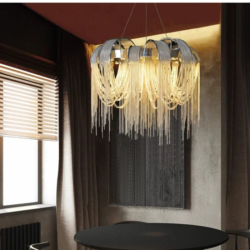Afralia™ Tassel Chandelier: Postmodern Chain Hanging Lights for Luxury Living Spaces