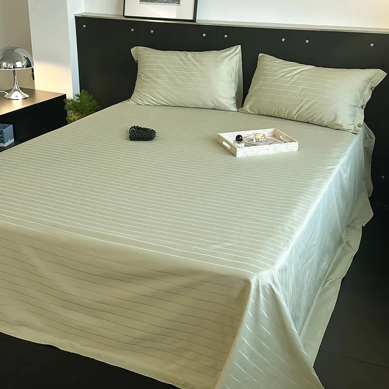 Afralia™ Soft Jacquard Satin Cotton Bed Sheet Single Bedsheet Smooth Cozy Cover