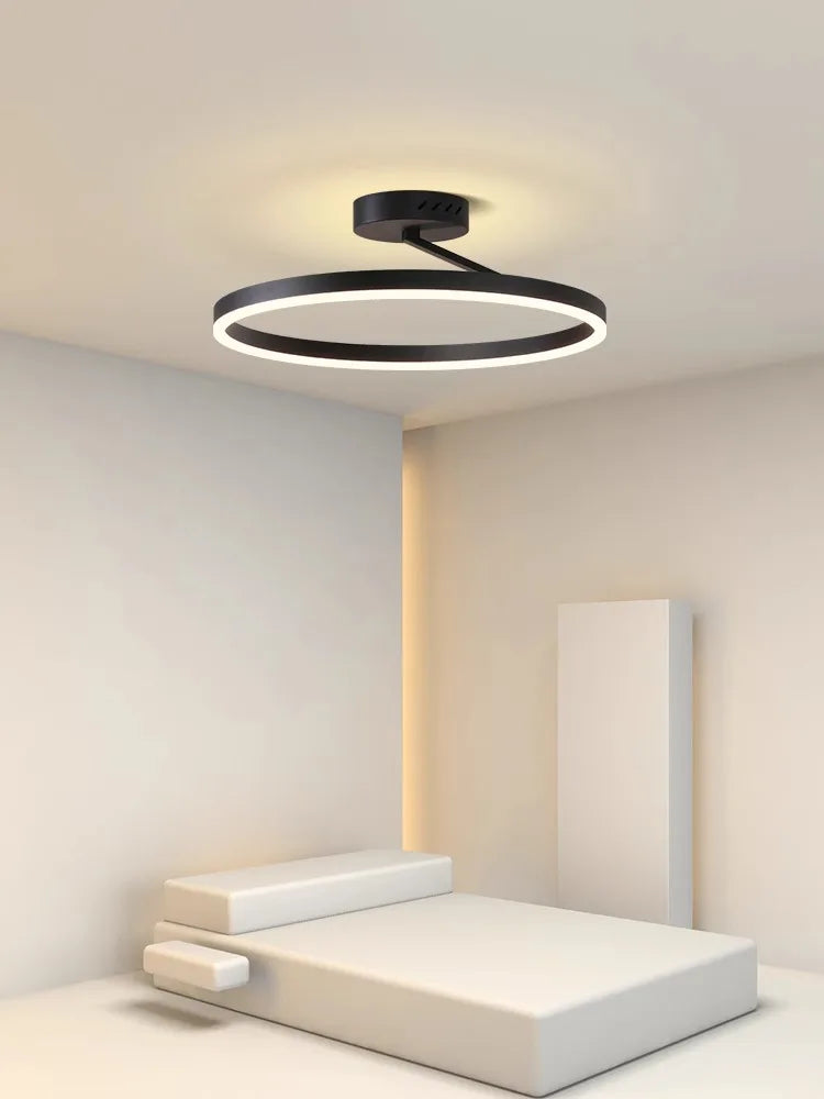 Afralia™ Nordic Minimalism LED Ceiling Chandelier in White/Black Aluminum