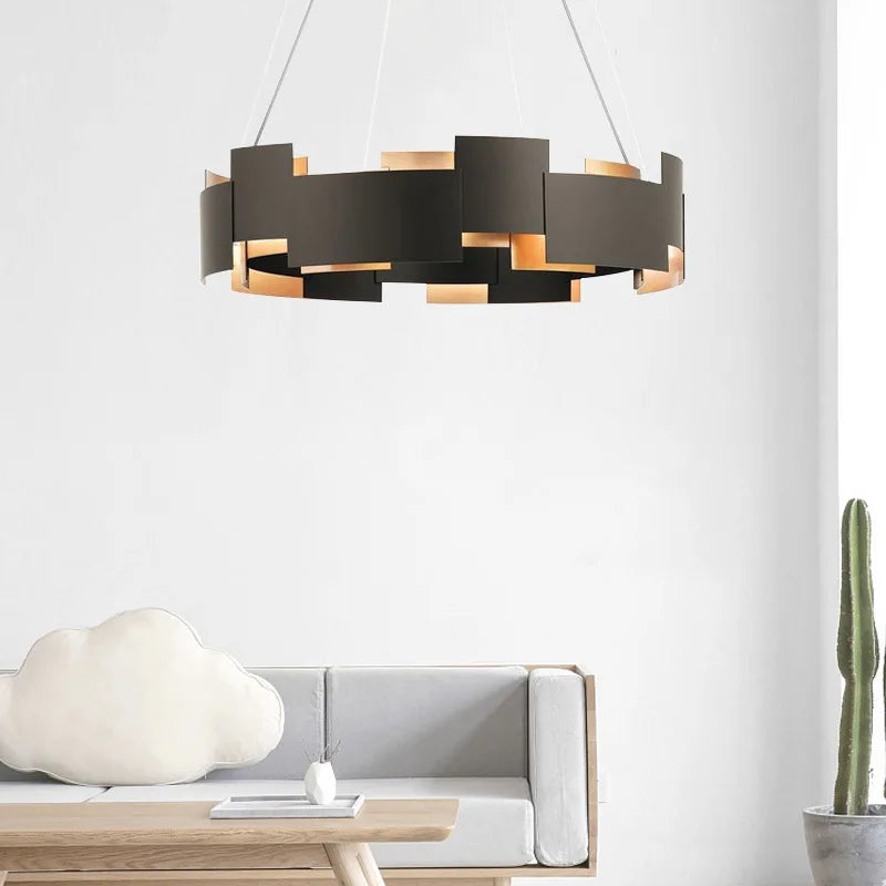 Afralia™ Black Scandinavian Style Ceiling Chandelier LED Lustres for Living Room Bedroom