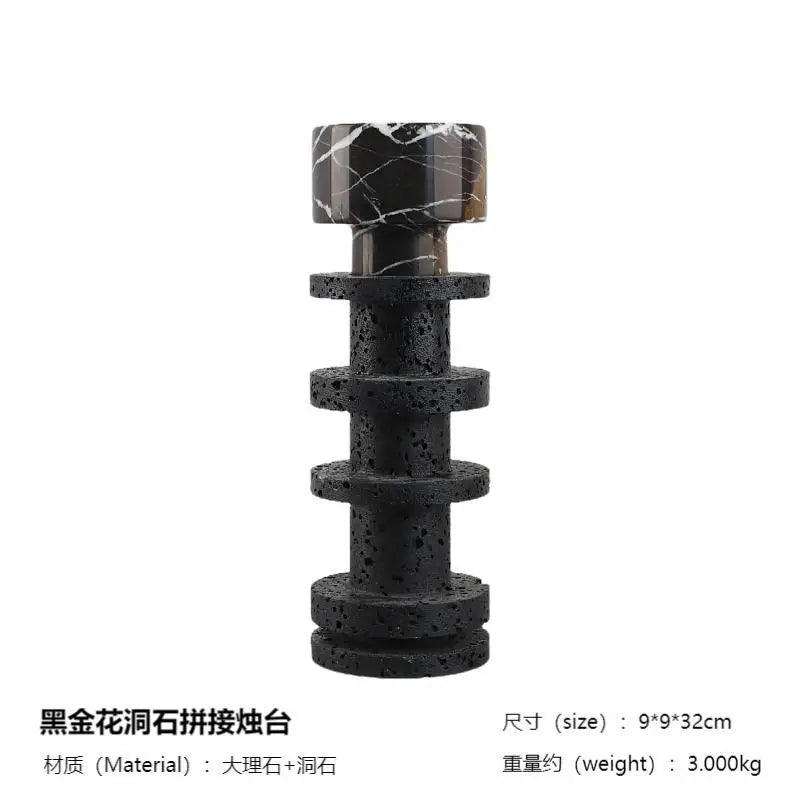 Afralia™ Black Marble Candle Holder for Elegant Table Centerpieces