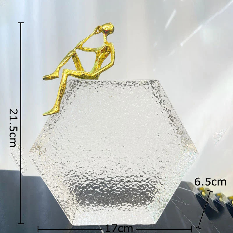 Afralia™ Golden Figures Sculpture: Modern Desk Ornament for Room Aesthetics