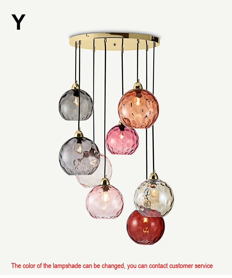 Afralia™ Glass Ball Lustre Pendant Lights - Modern Kitchen Hanging Fixture