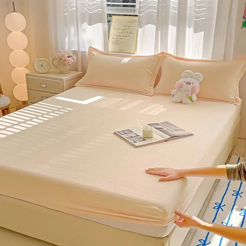 Afralia™ Soft Grid Pattern Cotton Bedsheet - Skin Friendly, Non Slip & Ultra Thin