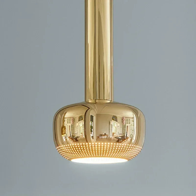 Afralia™ Gold Chrome Pendant Light Adjustable Wire E27 Bulb Dining Room Sofa Lamp