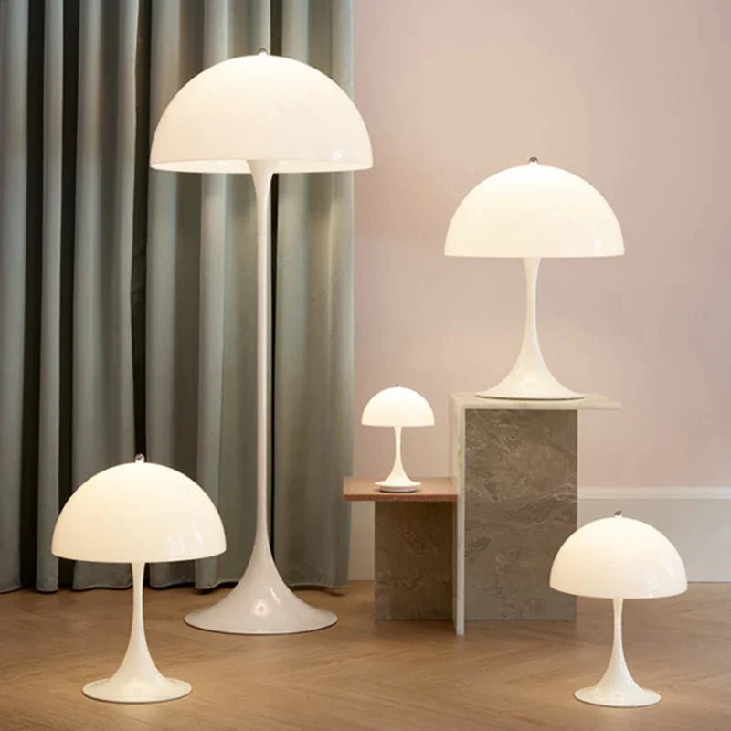 Afralia™ Modern Mushroom Table Lamp Panthella 320 LED Desk Lighting White Bedroom Living Room