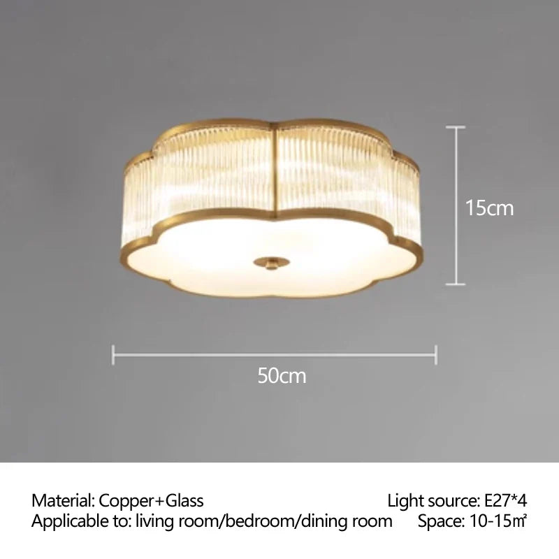 Afralia™ Copper Glass Ceiling Light, LED Foyer Restaurant Living Room Lamp