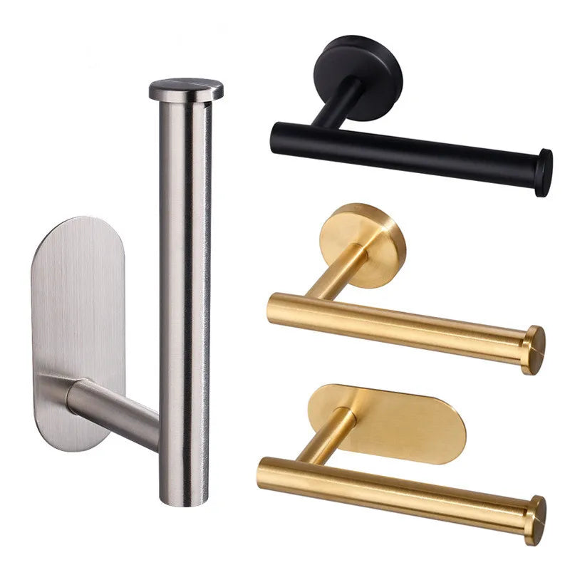 Afralia™ Brushed Gold Stainless Steel Toilet Paper Holder Kitchen Bathroom Tissue Rack Stand