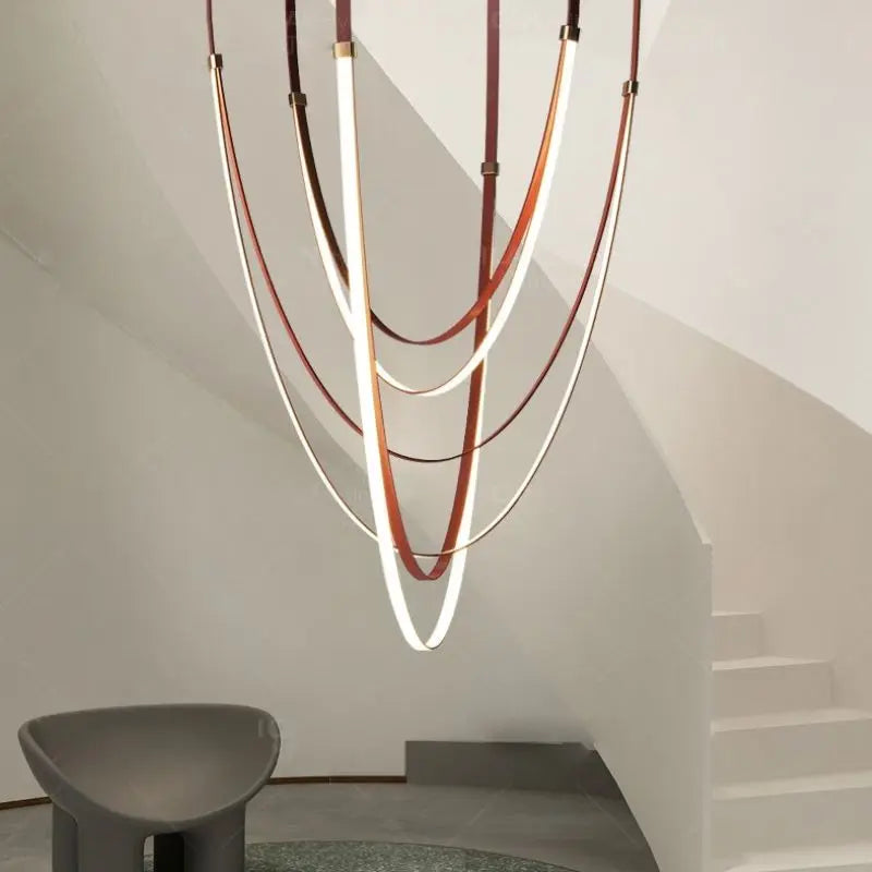 Afralia™ LED Long Strip Chandelier for Modern Living Room and Villa