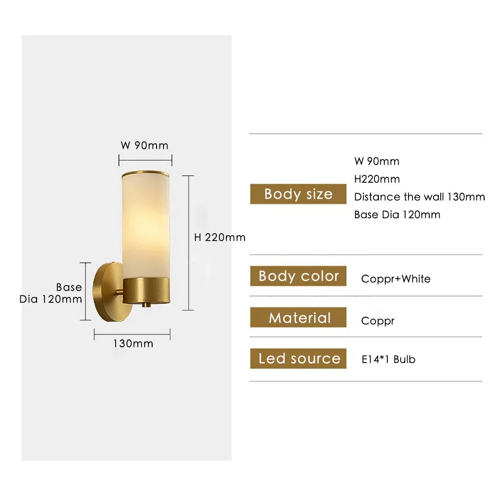 Afralia™ Luxury LED Wall Sconce: Elegant Copper Glass Indoor Light for Home Decor