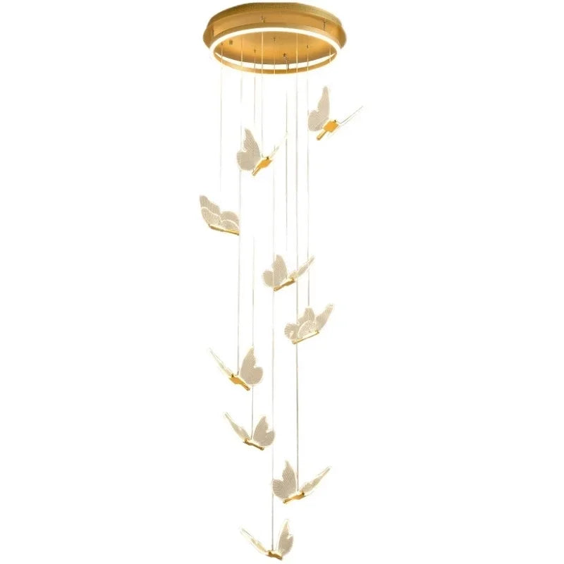 Afralia™ LED Chandelier: Modern Butterfly Design, Acrylic, Exhibition Hall, Staircase, Bedroom Night Lamp Lighting Fixtures