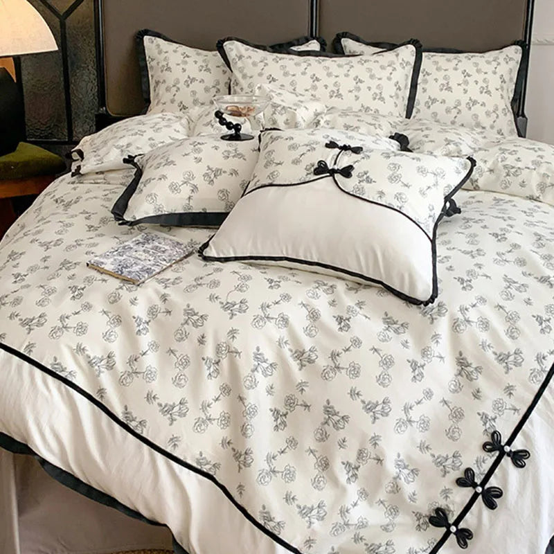 Afralia™ Printed Cotton Bedding Set, High Quality, Queen/King Size, Skin-Friendly, Double Bed Linens