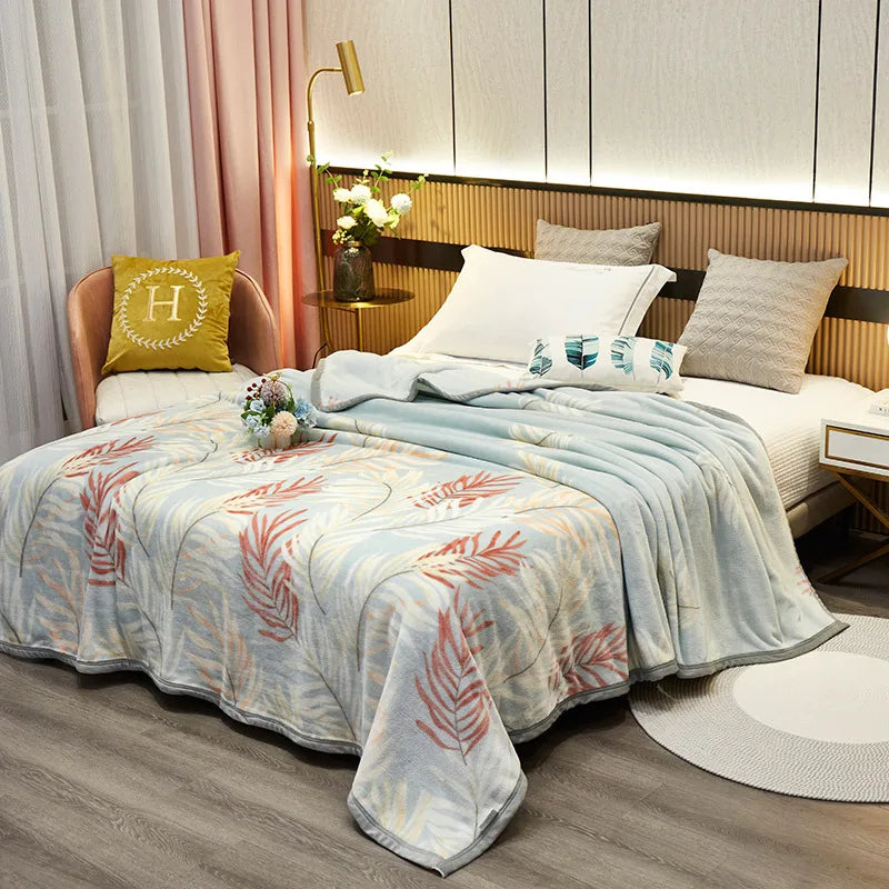 Afralia™ Cozy Flannel Blanket for All Seasons: Double-Sided Velvet Bed Cover, Single Double