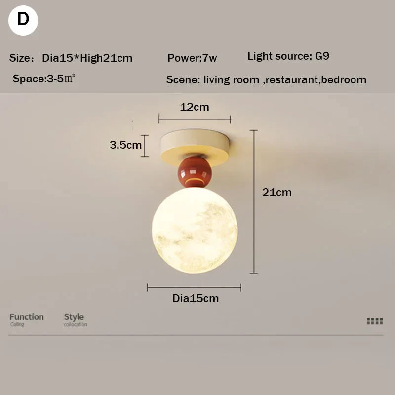 Afralia™ LED Ceiling Moon Wall Lamp Minimalist Bedroom Lighting Fixture