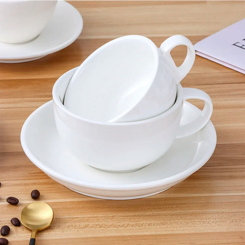 Afralia™ Ceramic Espresso Cup Set with Saucer | White Porcelain Coffee Mug