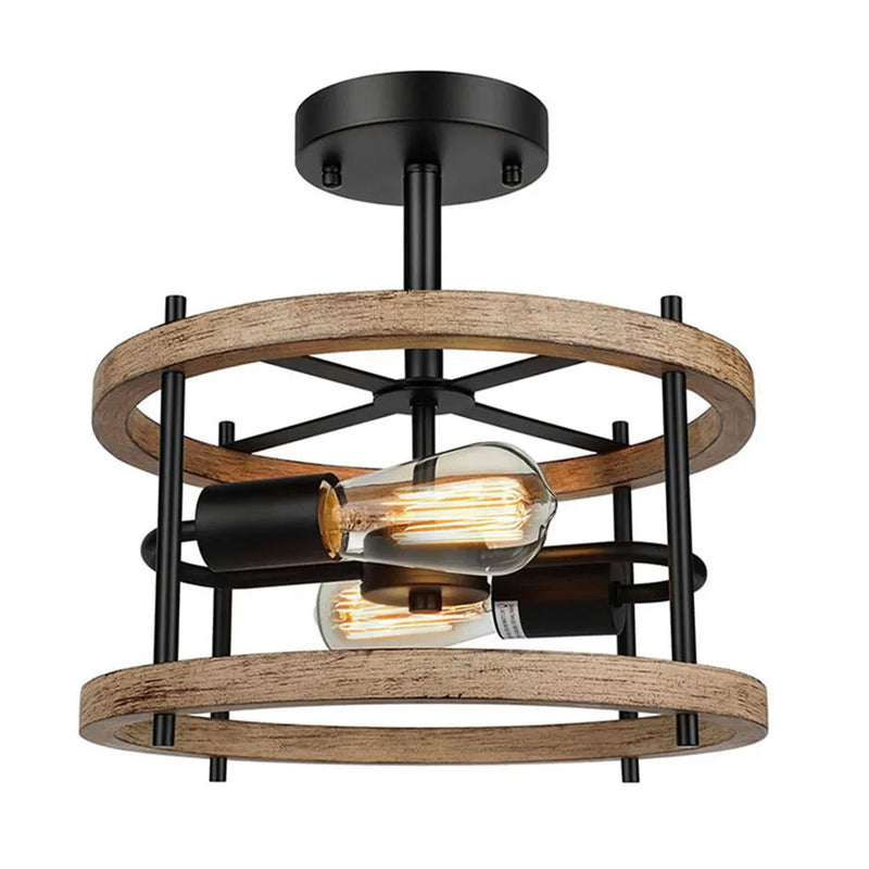 Afralia™ Retro Industrial Wood Ceiling Light: Rustic Vintage Farmhouse Pendant