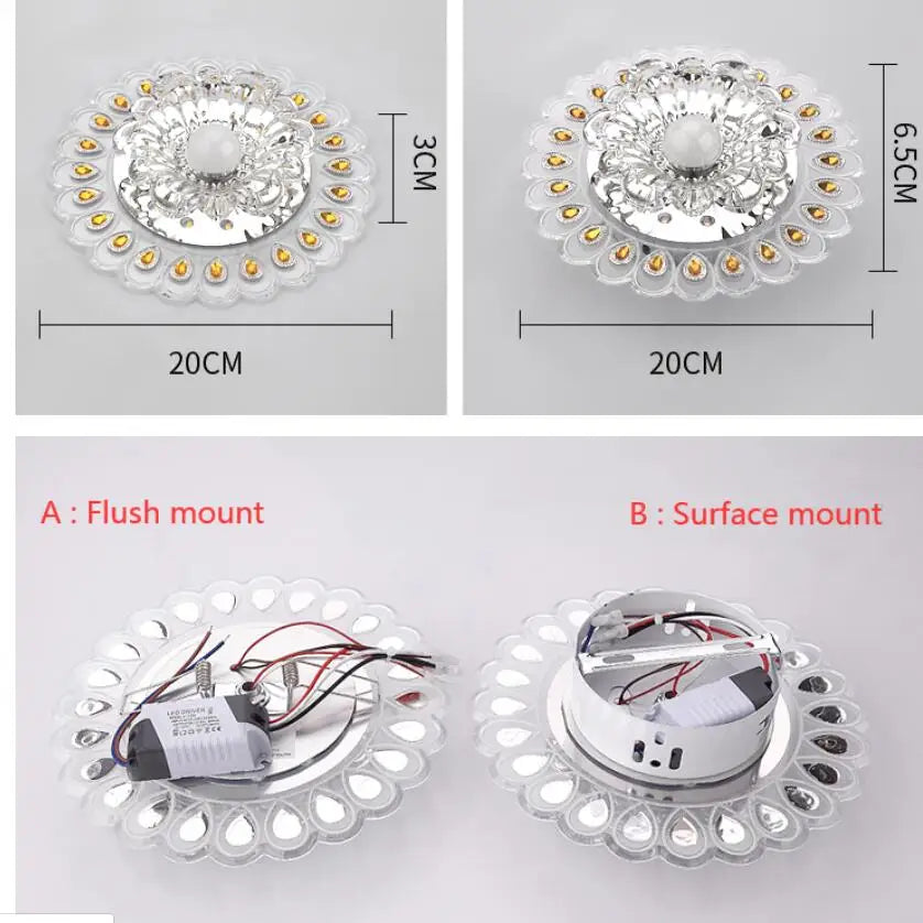 Afralia™ Crystal Glass LED Ceiling Spot Light for Home Decor
