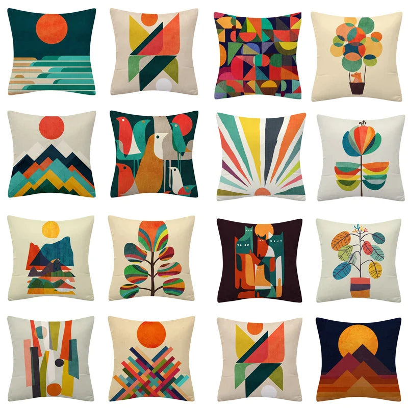 Afralia™ Geometry Pattern Cushion Cover Polyester Cotton Sofa Pillowcase Home Decor