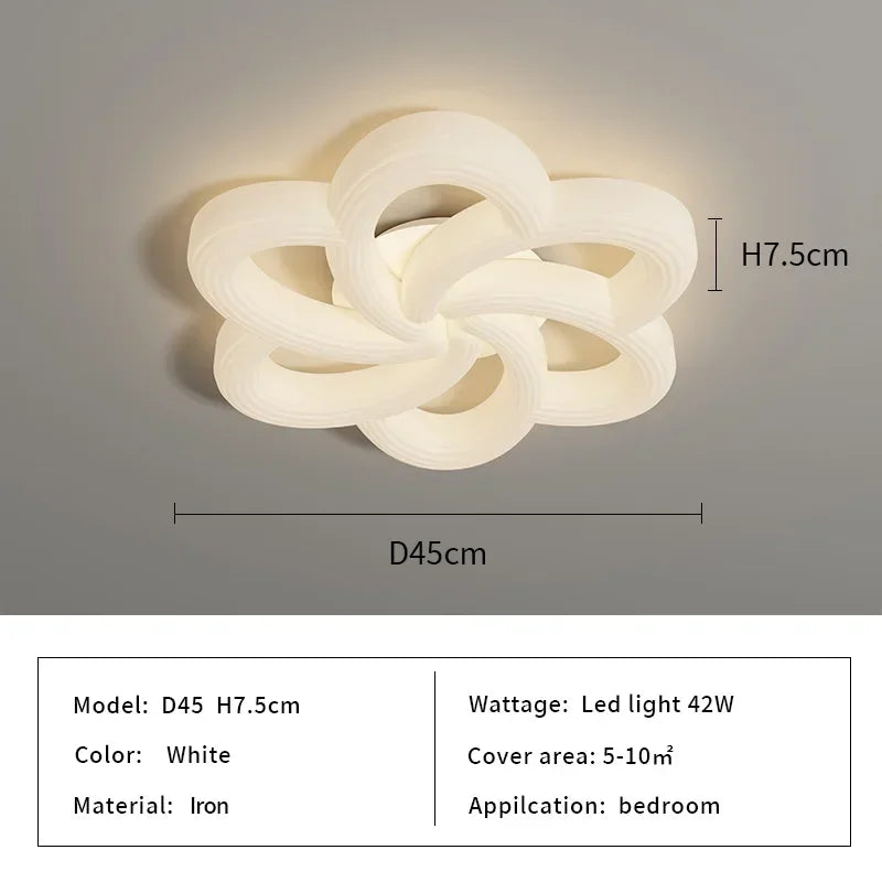 Afralia™ Nordic Flower LED Ceiling Light for Living Room Bedroom - Creamy Style