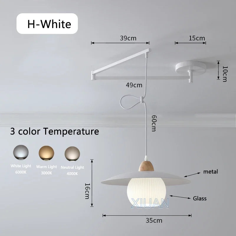 Afralia™ Modern Swing Arm Pendant Lamps PE Metal Sconces Dining Hanging Light