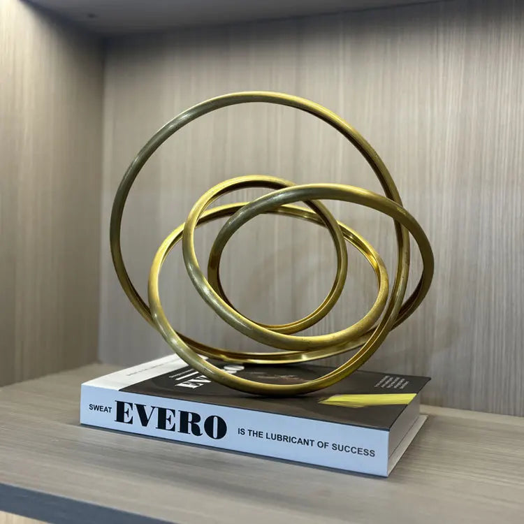 Afralia™ Metal Art Abstract Rope Knot Ornaments - Gold Ring Figurine