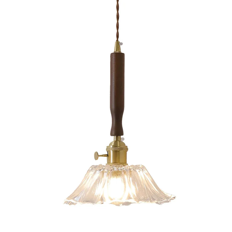 Afralia™ LED Walnut Copper Pendant Light with Knob Switch - Modern Style Lighting Fixtures