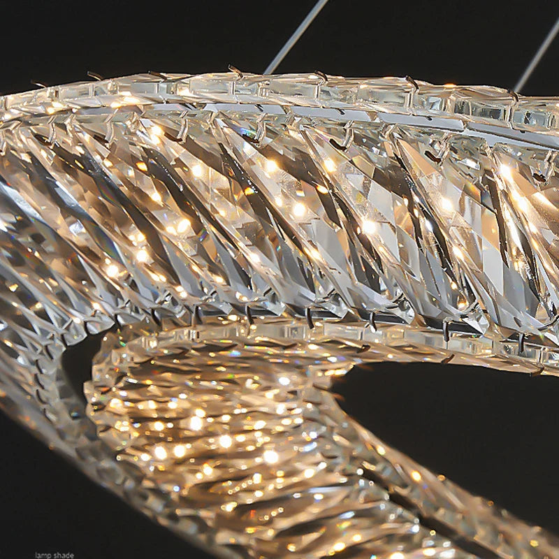 Afralia™ LED Crystal Chandelier: Elegant Light Luxury Golden Ceiling Art Ring for Living Room