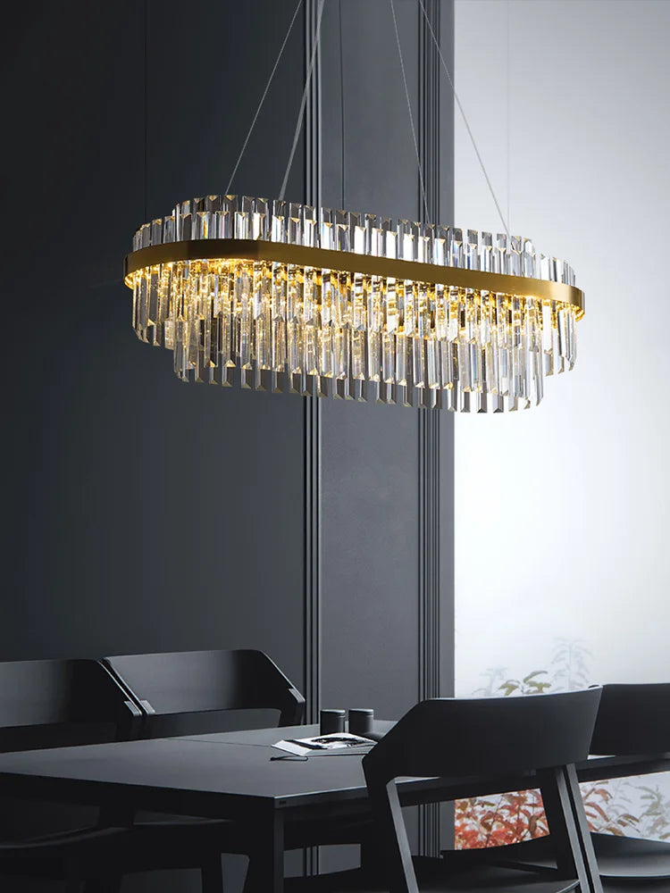 Afralia™ Crystal Hanging Lamp for Luxurious Living Room Decor