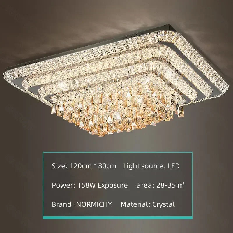 Afralia™ Crystal LED Chandelier Silver Chrome Remote Control Light