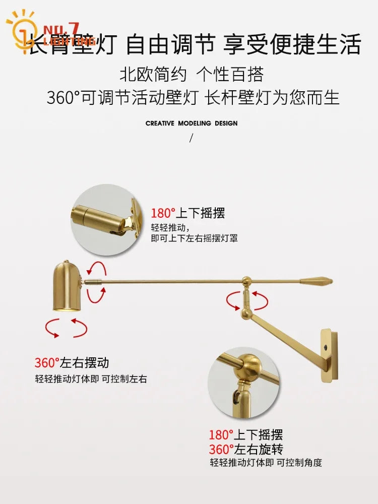 Afralia™ Nordic Industrial Metal Rocker Arm Wall Lamp for Living Room Bedroom