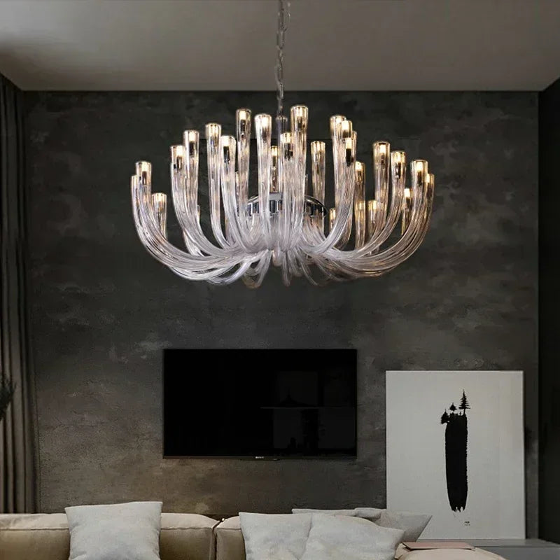 Afralia™ Luxury LED Glass Chandelier for Living Room - Designer Home Decor