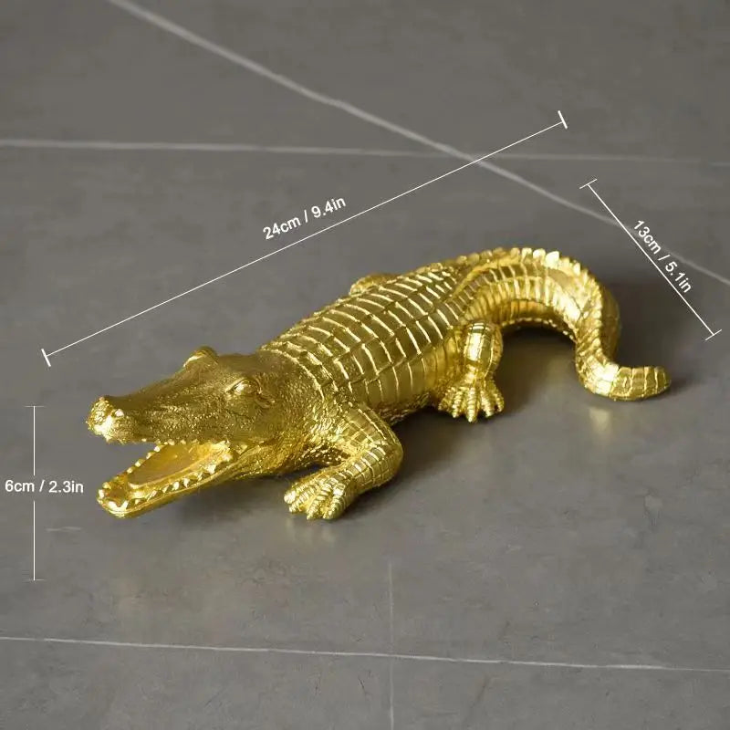 Afralia™ Crocodile Wildlife Sculpture Statue Decor for Home Interiors & Desk Display