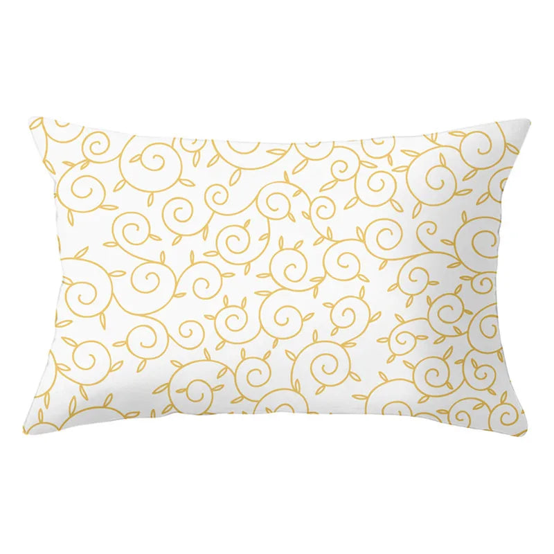 Afralia™ Geometric Striped Curved Rectangle Pillowcase - Yellow Blue Sofa Throw Pillows