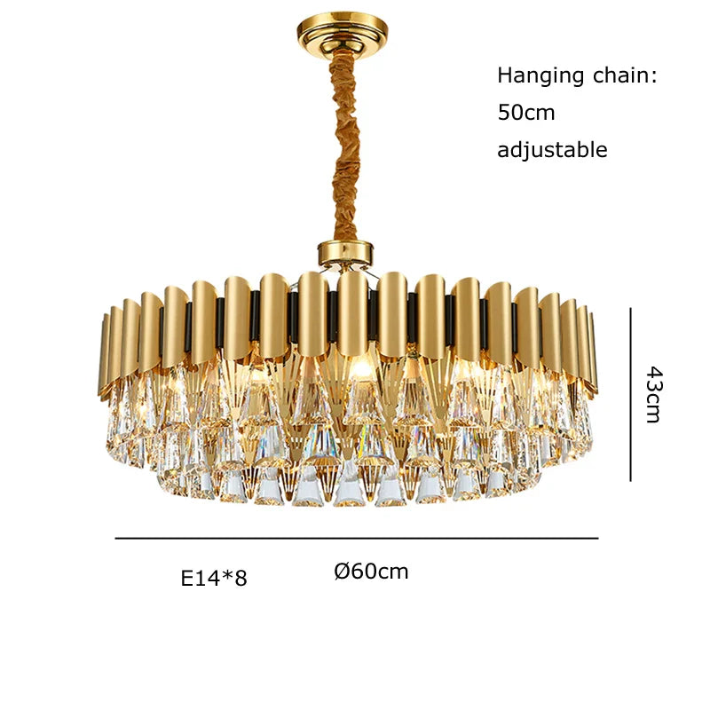 Afralia™ Gold Crystal Chandelier Lights LED Nordic Classic Living Room Lamparas