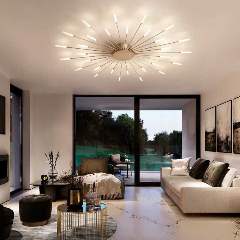 Afralia™ Black Gold LED Chandelier: Modern Ceiling Pendant Lights for Home Living Room, Bedroom, Kitchen