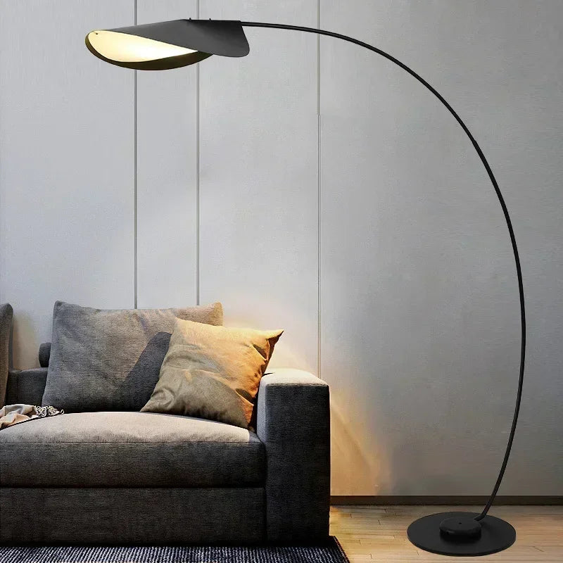 Afralia™ Parabola LED Floor Lamp - Black Standing Light for Living Room Bedroom Study